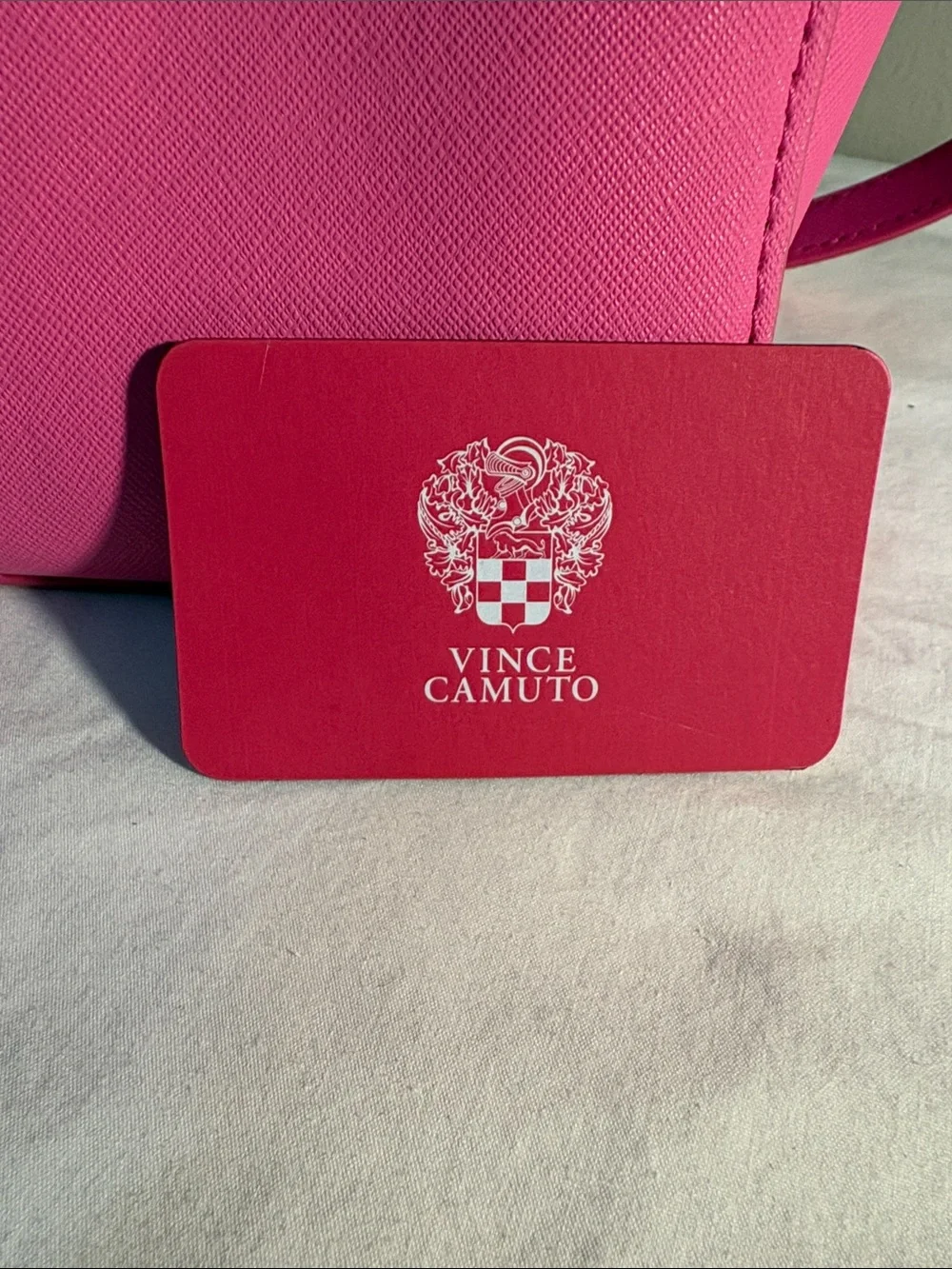 Vince Camuto Hot Pink Saffiano Satchel with Gold Hardware. Authenticity verified